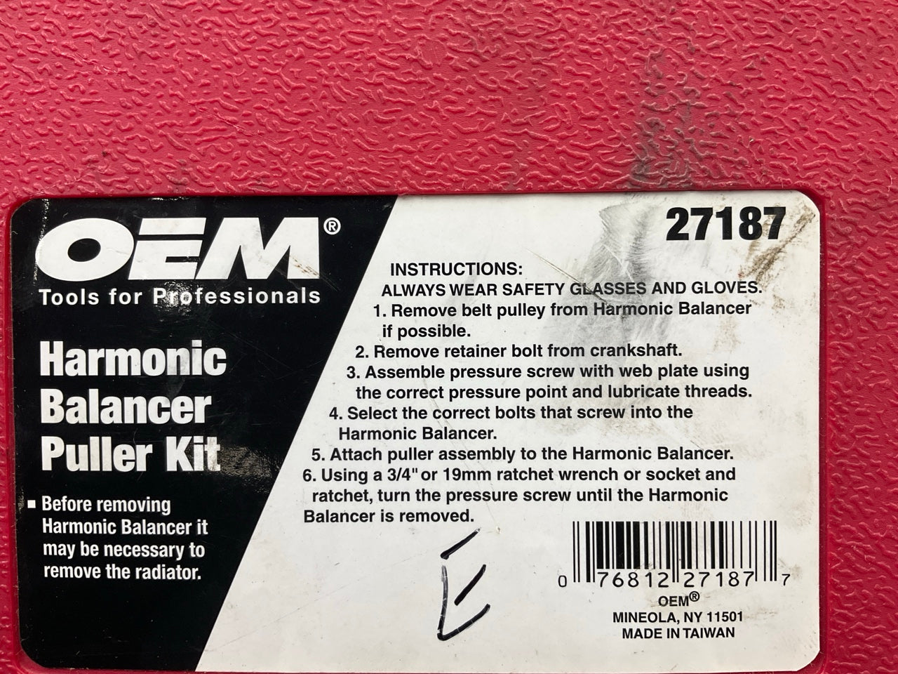 USED #9 - OEM TOOLS 27187 Harmonic Balancer Puller Tool Kit Set