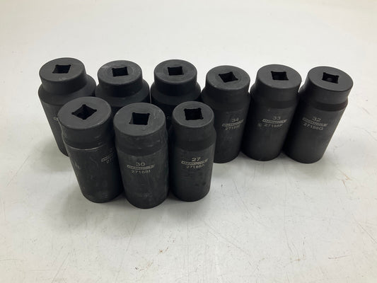 USED #17 OEM Tools 27188 Axle Nut Socket Set - 9 Piece 6 Pt 1/2 Drive Impact