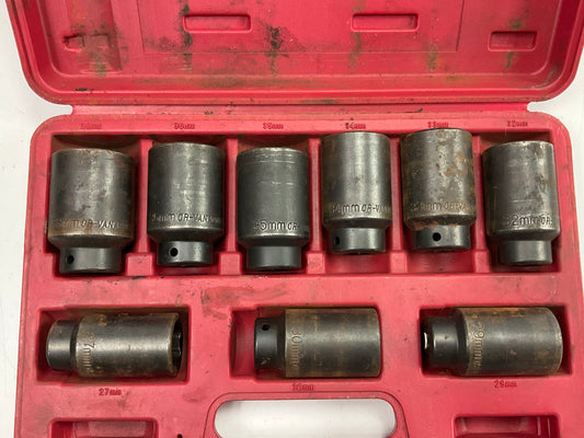 USED #31 OEM Tools 27188 Axle Nut Socket Set - 9 Piece 6 Pt 1/2 Drive Impact