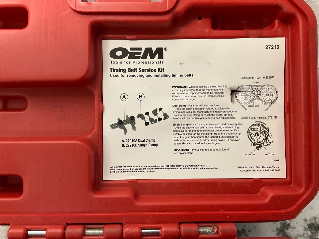 LIGHTLY USED - OEM TOOLS 27210 Timing Belt Service Kit Tool Set