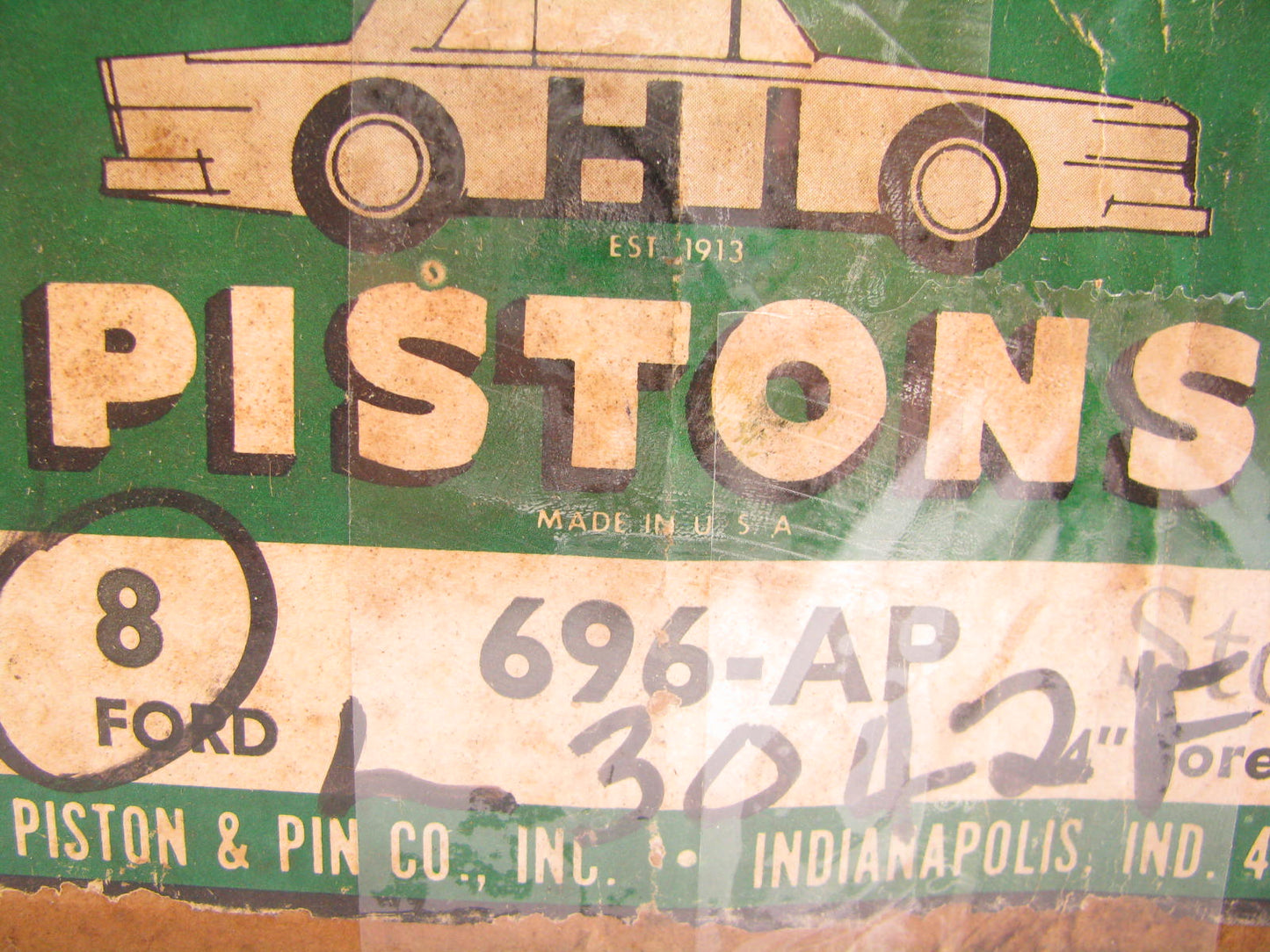 Ohio 696AP Pistons Set STANDARD SIZE Flat Head, W/4 Valve Reliefs - FORD 352 V8