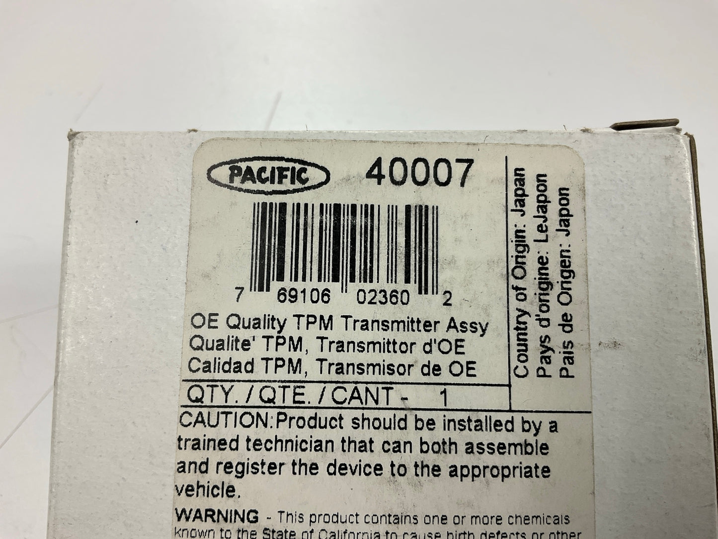 (4) Pacific 40007 TPMS Tire Pressure Monitor Sensor PAXPMV1037, Made In Japan