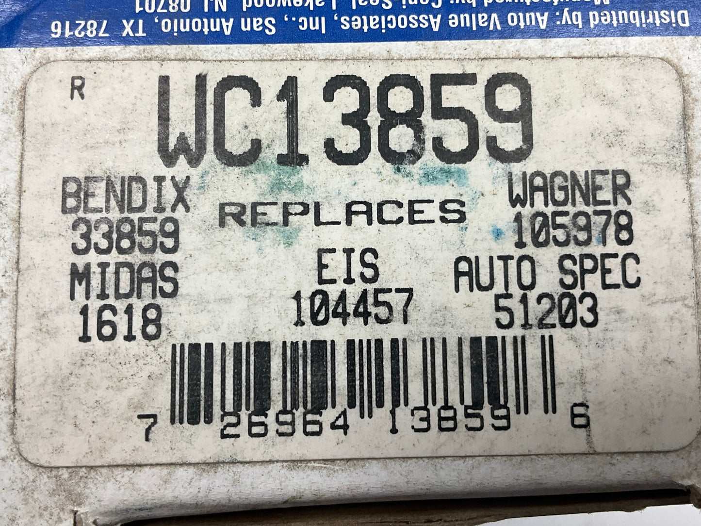 Parts Master WC13859 Rear Left / Right Drum Brake Wheel Cylinder