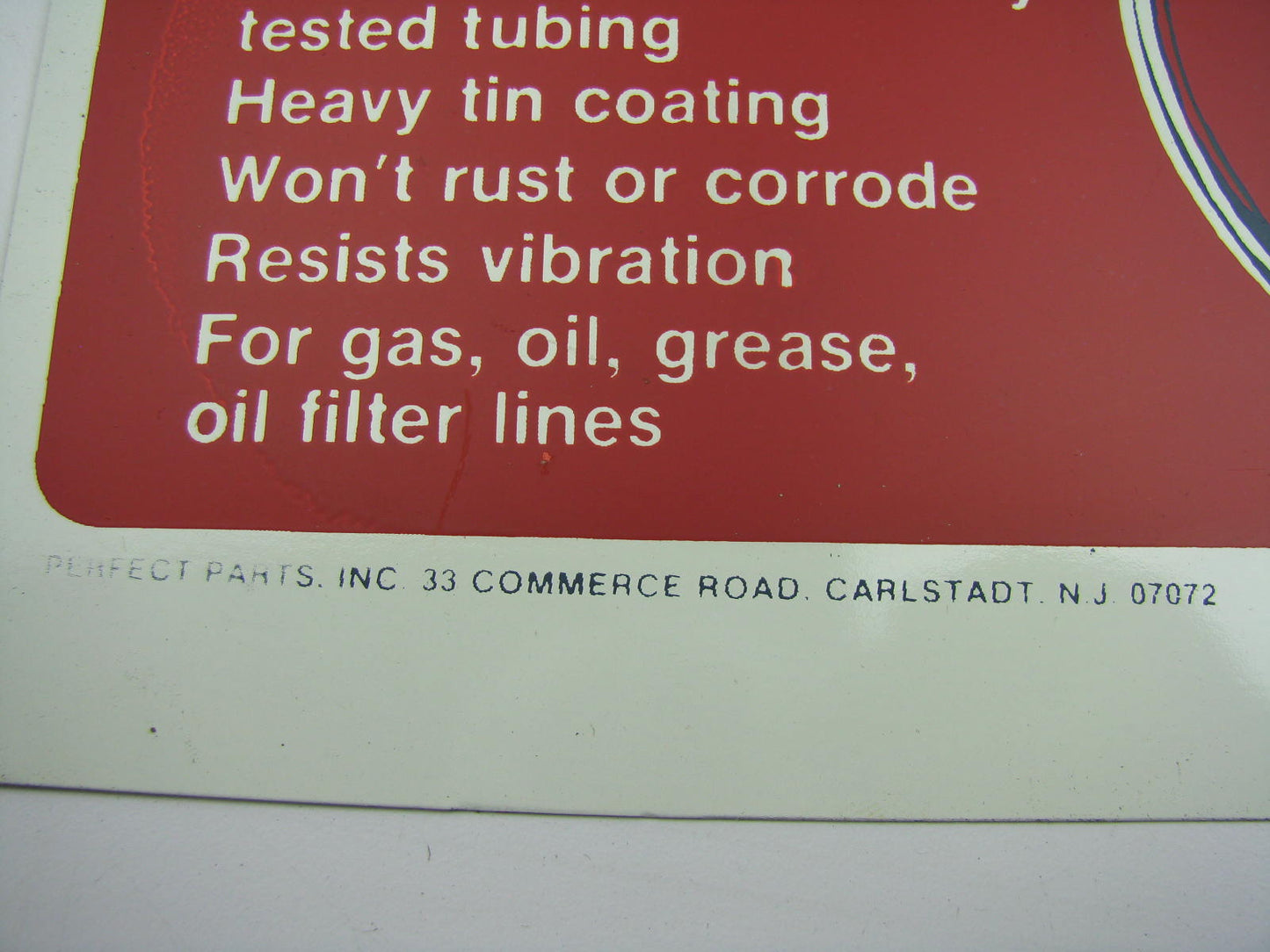 Perfect Parts Metal Hydraulic Brake Lines METAL SHEET Chart Sign - 9'' X 8-1/4''