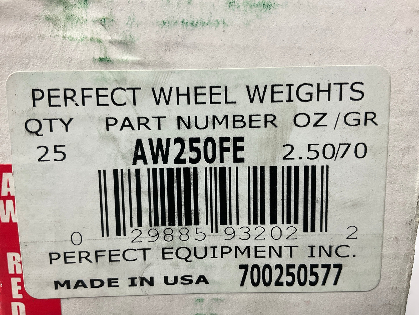 Perfect Wheel Weights AW250FE Wheel Weights 2.5 Oz - Box Of 25 Pcs