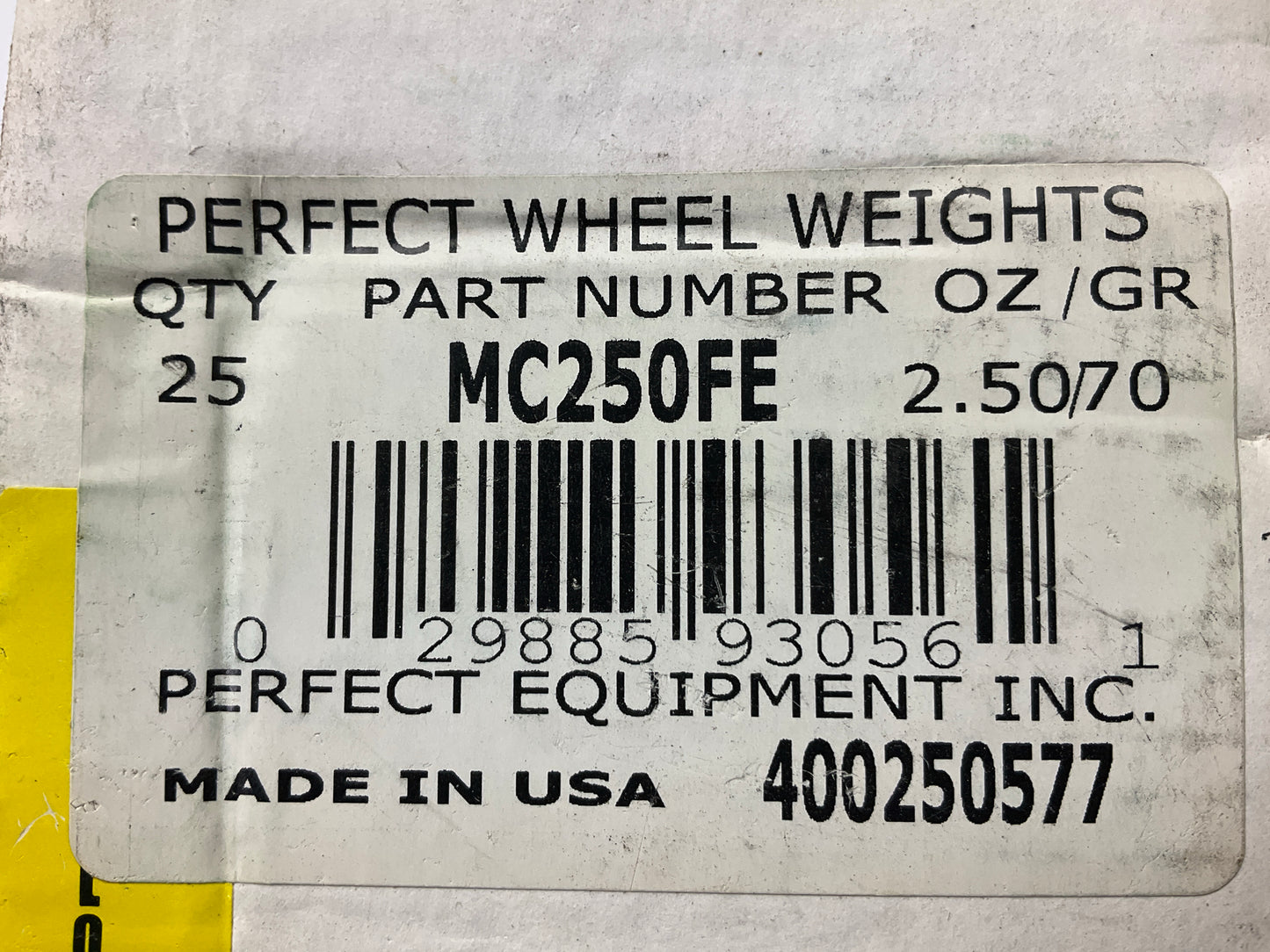 Perfect Wheel Weights MC250FE Wheel Weights 2.5 Oz - Box Of 25 Pcs