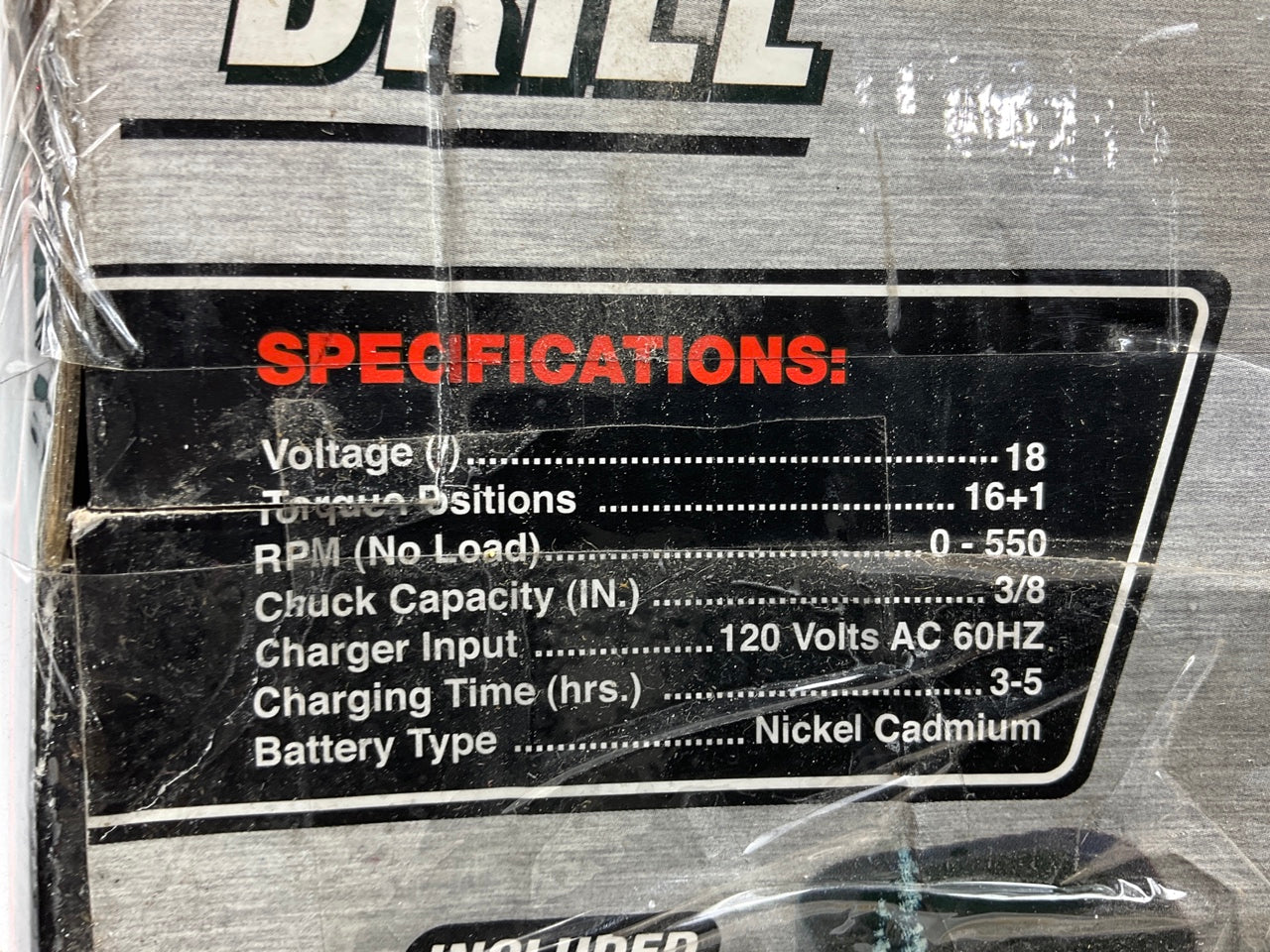 Performance Tool W50040 -Volt Ni-Cad Cordless 3/8 In. Drill W/ Battery & Charger