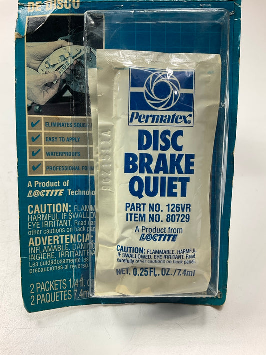 Permatex 126VR Disc Brake Quiet Paste - Stop Brake Squeal - Two (2) Pouches