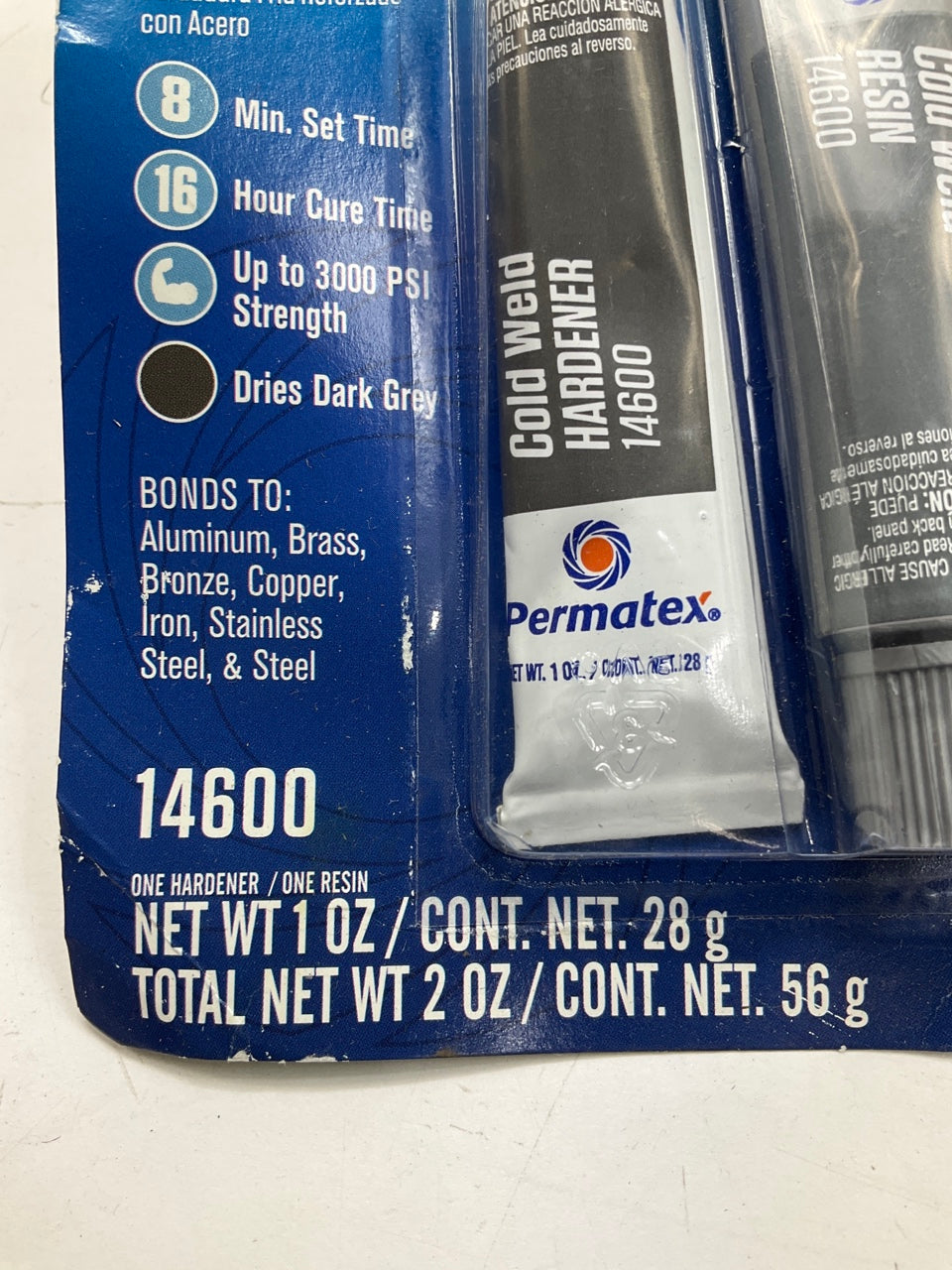 Permatex 14600 Cold Weld Bonding Compound 2oz (1oz Resin & 1oz Hardener Tubes)