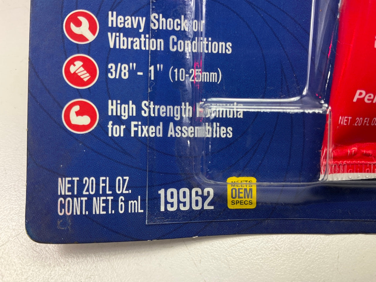 Permatex 19962 Permanent Strength Threadlocker Red, 6 Ml Tube