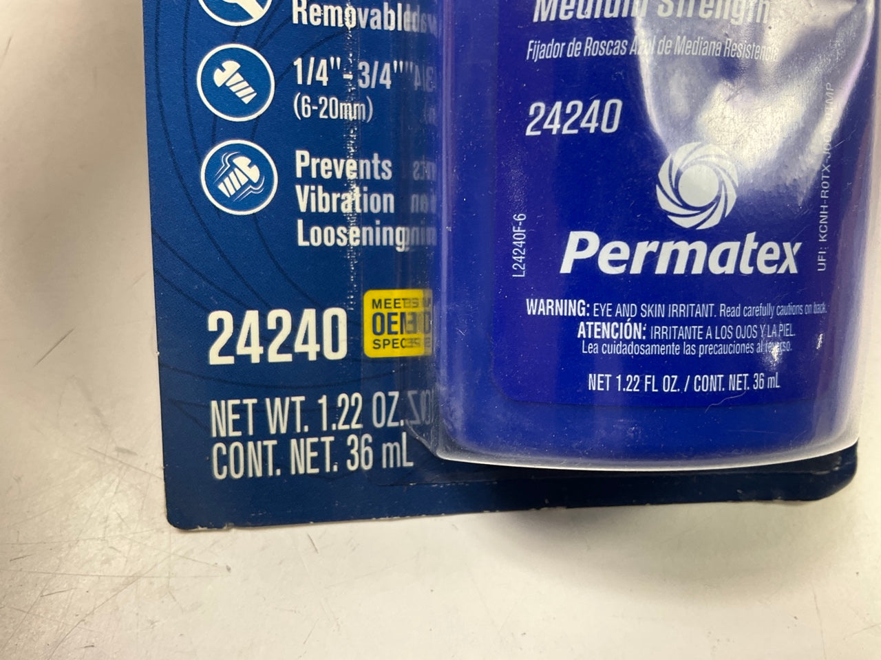 Permatex 24240 Blue Threadlocker Medium Strength Thread Locker, 36 Ml