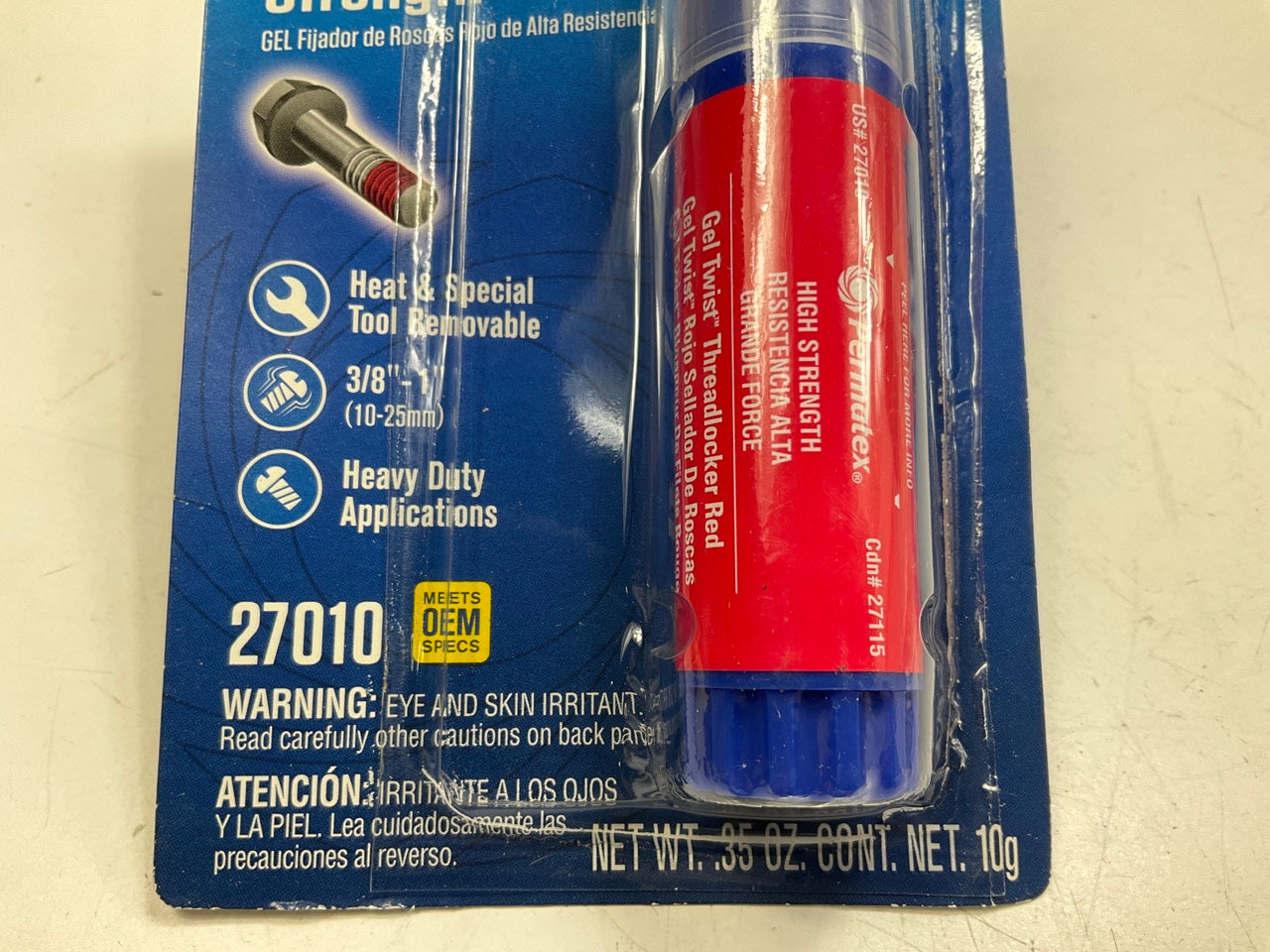 (5) PACK Permatex 27010 High-Strength Threadlocker Red 10g Gel Twist No Drip