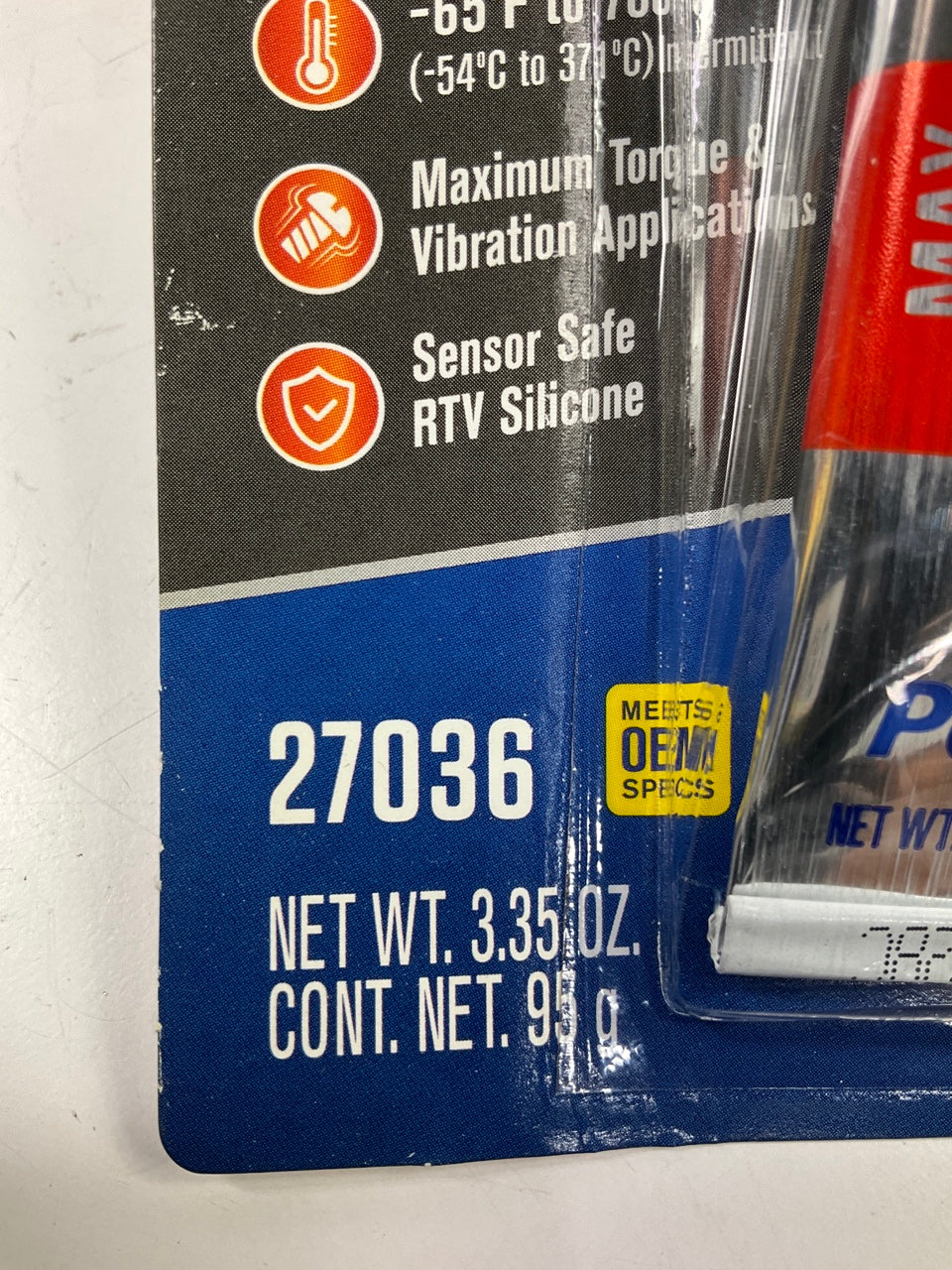 Permatex 27036 Optimum Grey RTV Silicone Gasket Maker 3.35oz Squeeze Tube