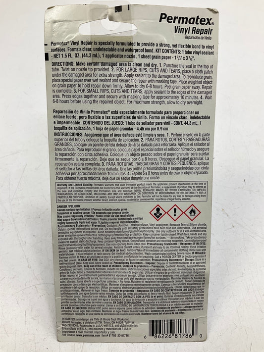 Permatex 81786 Super Clear Vinyl Sealant Repair Kit, 1.5 Fl Oz