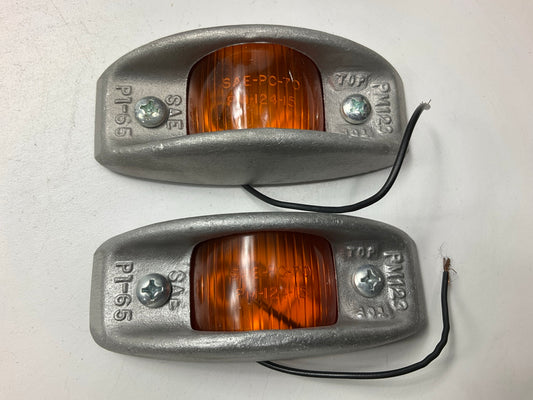 (2) PM Peterson 123A Cast Aluminum Armored Clearance Trailer Marker Light, Amber