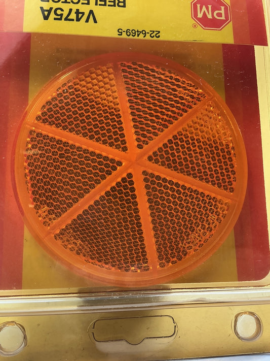 Peterson V475A 3-3/16'' Amber Round Reflector Quick-Mount W/ Adhesive Backing