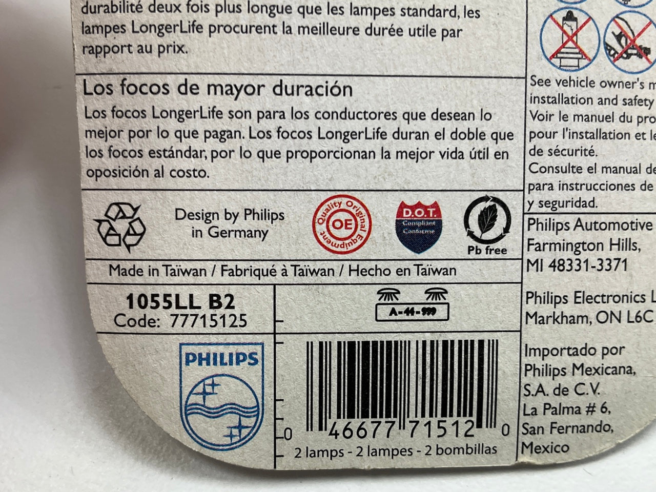 4 BULBS TOTAL - Philips 105LLB2 Longerlife Courtesy Lamp Light Bulb # 105