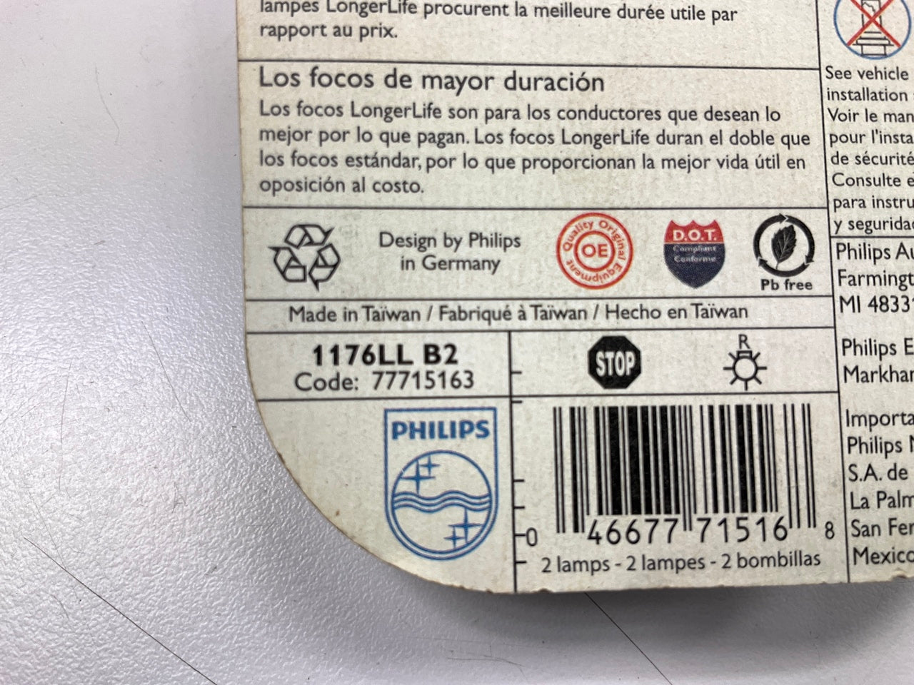 Philips 1176LLB2 Longerlife Tail Lamp Light Bulb 1176 - 2 PACK