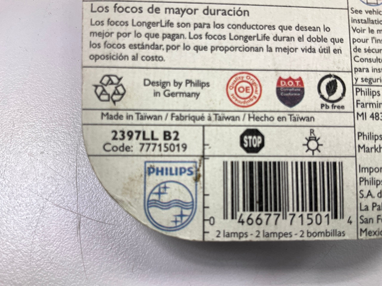 Philips 2397LLB2 Longerlife Turn Signal Lamp Light Bulb - 2 PACK