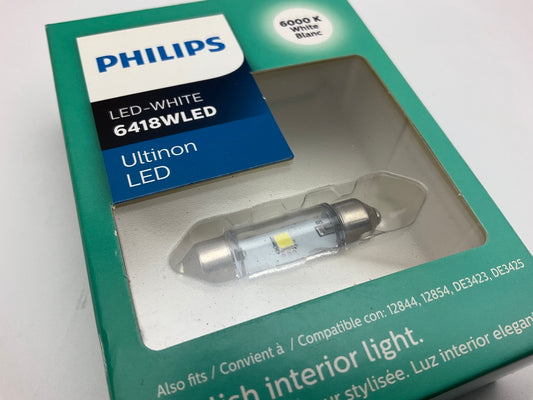 Philips 6418WLED Ultinon LED White License Plate, Interior Lamp Light Bulb 6418