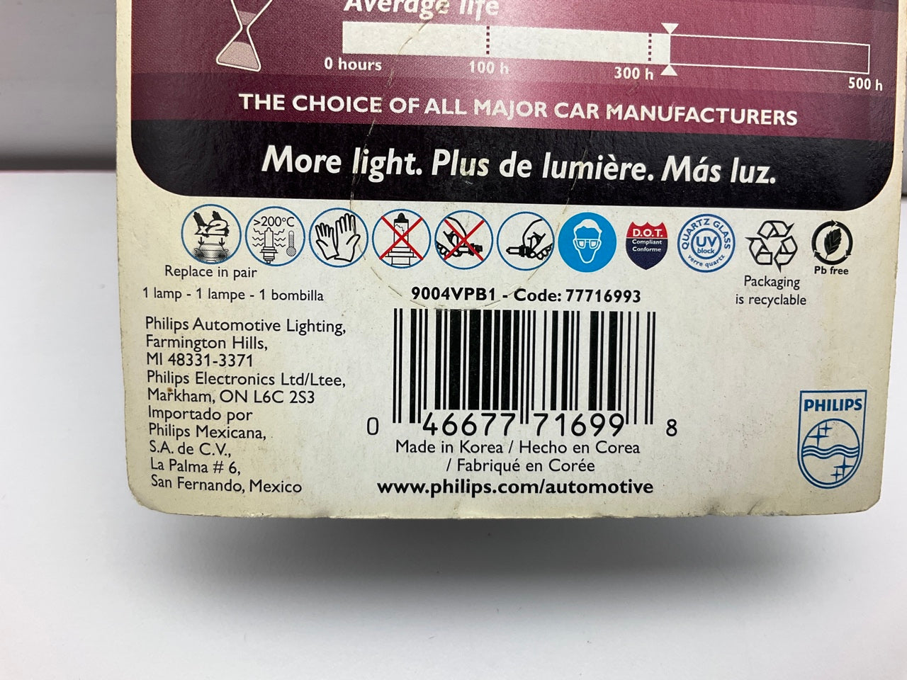 (2) Philips 9004VPB1 VisionPlus Headlamp Headlight Lamp Light Bulb 9004