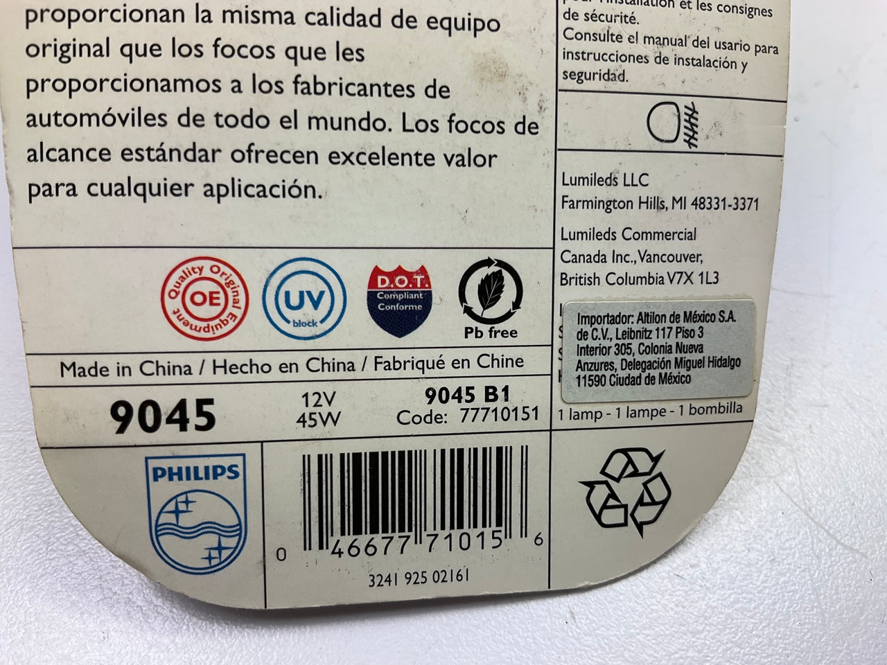 Philips 9045B1 Standard Fog Lamp Light Bulb 9045