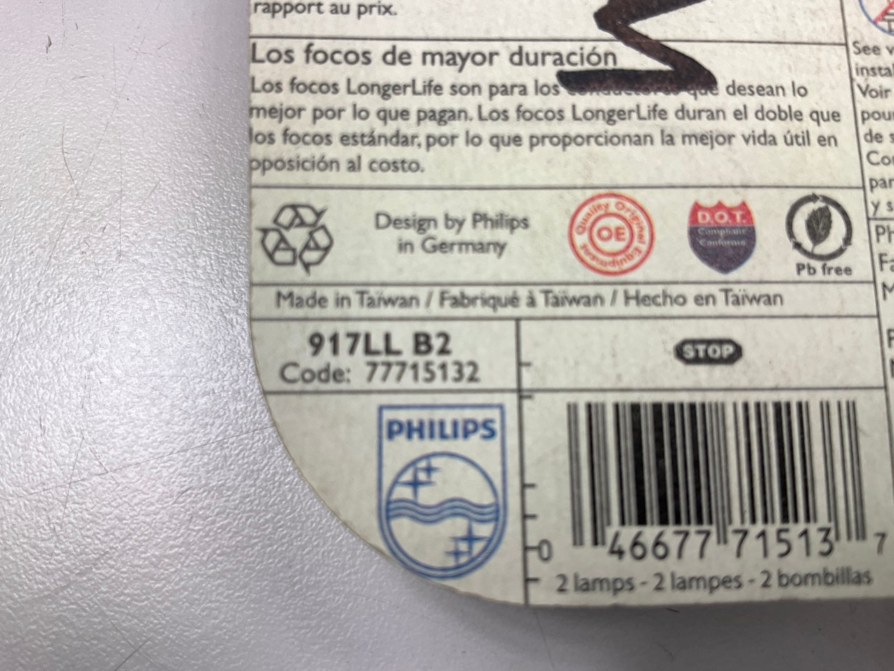 Philips 917LLB2 Longerlife Trunk Lamp Light Bulb 917 - 2 PACK