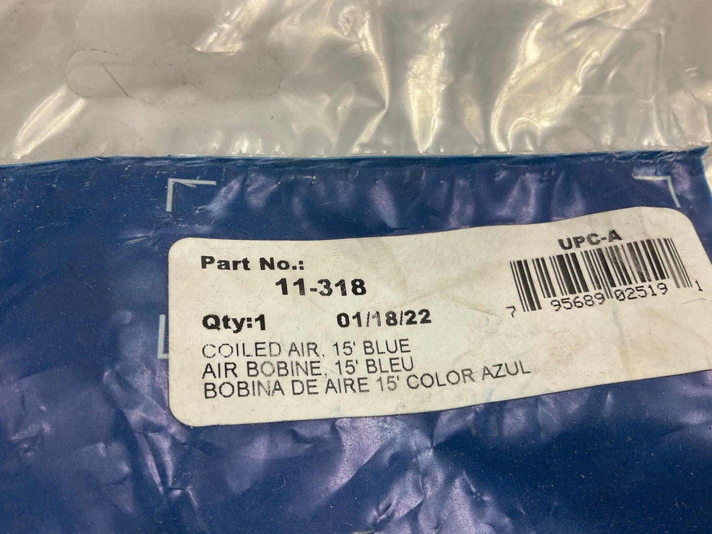 Phillips 11-318 15' Heavy-Duty Coiled Air Hose Assembly, Blue, (Service) Coil