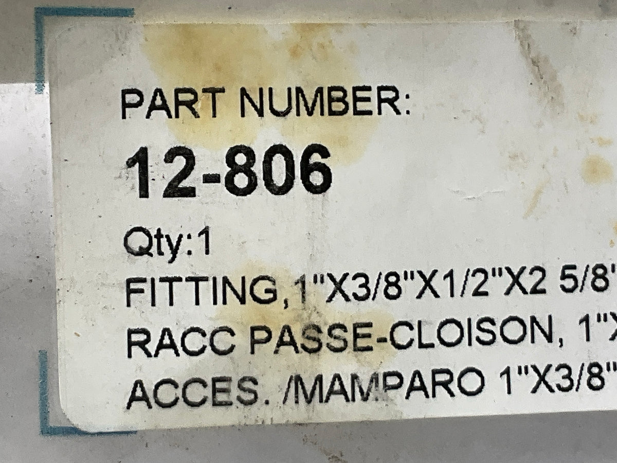 Phillips 12-806 Clamping Bulkhead Fitting Male Stud 1'' X 3/8'' X 1/2'' X 2-5/8''