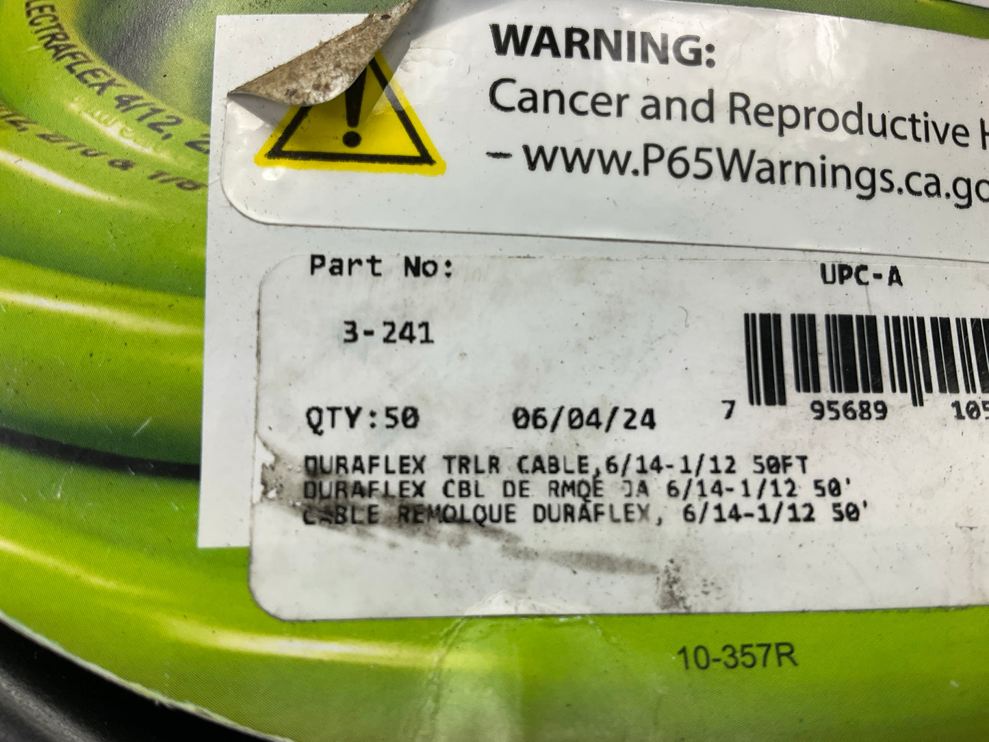 Phillips 3-241 DURAFLEX 7-Conductor Trailer Wire, 6/14 & 1/12 Ga, 50' Feet Cable