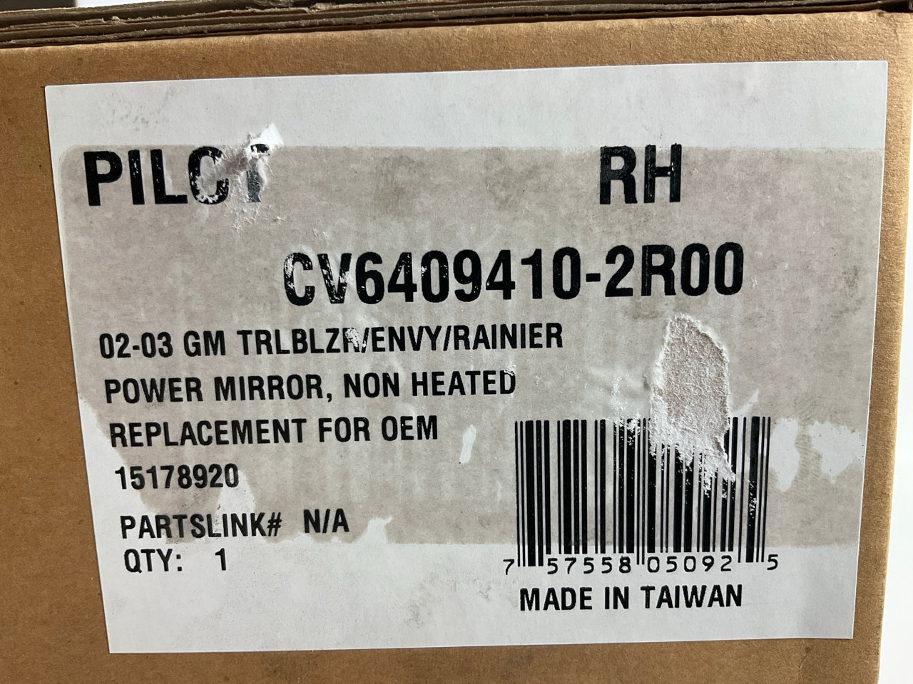 Pilot CV6409410-2R00 Right Passenger Side Door Mirror
