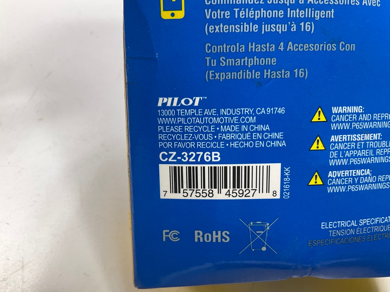 OPEN BOX - Pilot CZ-3276B 4-Device Bluetooth Switch W/ (2) Blue 12'' Light Strip