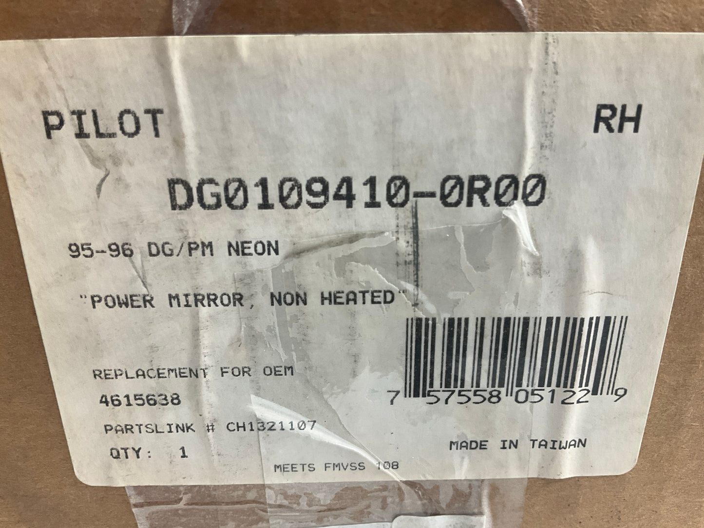 Pilot DG0109410-0R00 Right Mirror For 1995-1996 Dodge Neon