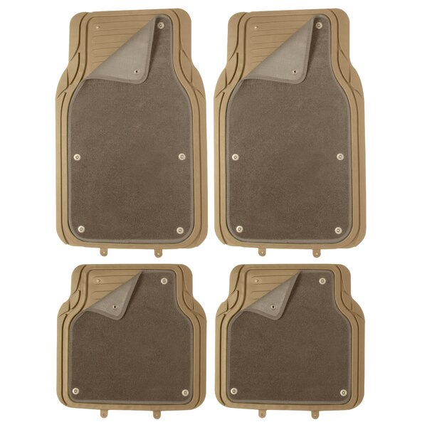 Pilot FM-09T Universal Trim-To-Fit Heavy Duty Carpet Tan Floor Mats, 4-Piece Set