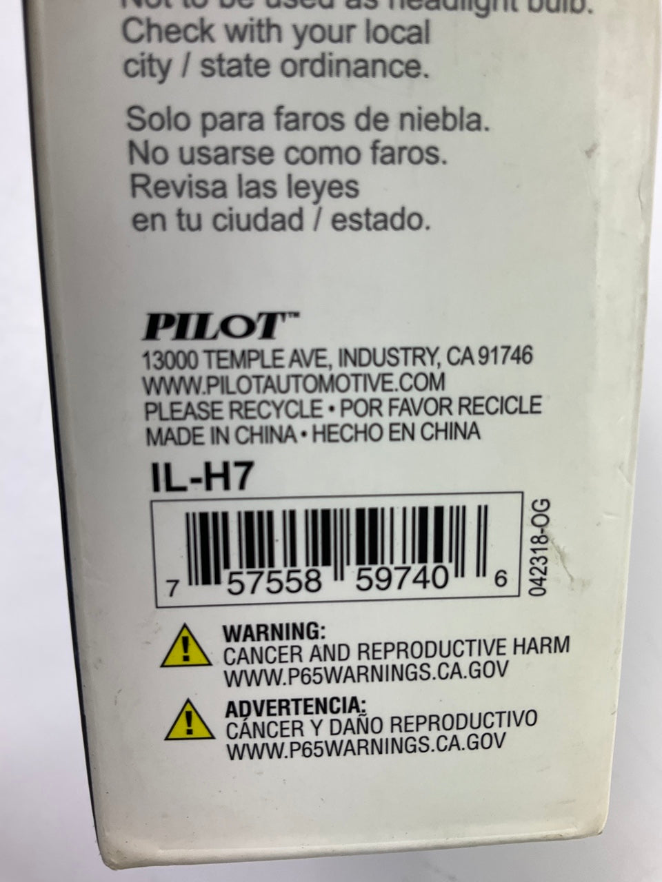 Pilot IL-H7 High Performance LED Fog Light Bulb 2PC / 6000K, 12V 25W