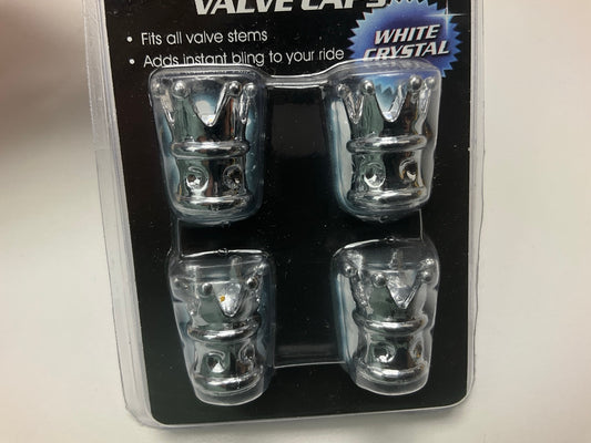 Pilot IP-2025S Chrome Crown ABS Plastic Tire Valve Stem Caps - 4 Piece