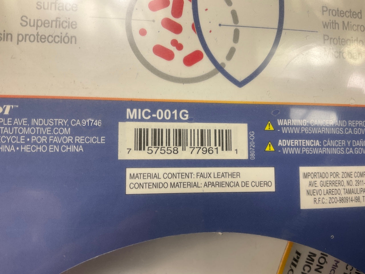 Pilot MIC-001G Steering Wheel Cover 14.5''-15'', Antimicrobial