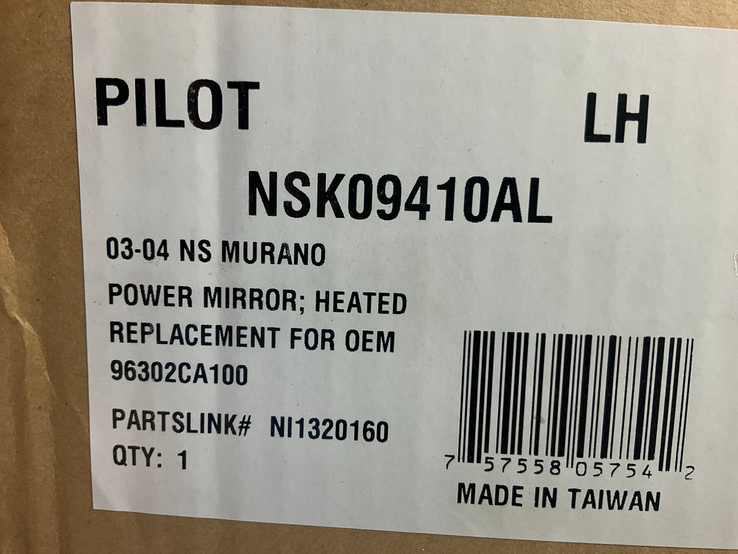 Pilot NSK09410AL Left Heater Power Mirror For 2003-2004 Nissan Murano