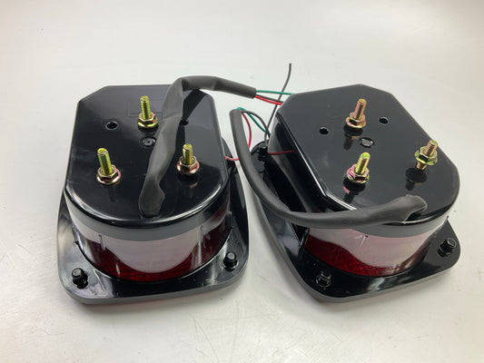 (2) Pilot Red Clear Rectangular Surface Mount Stop Turn Tail Combo Lamps Lights