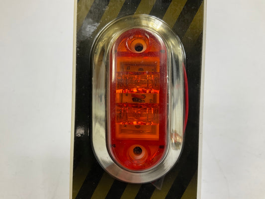 (5) Pilot NV5181A Amber LED Oval Marker Clearance Light Chrome Bezel 2.6'' X 1''