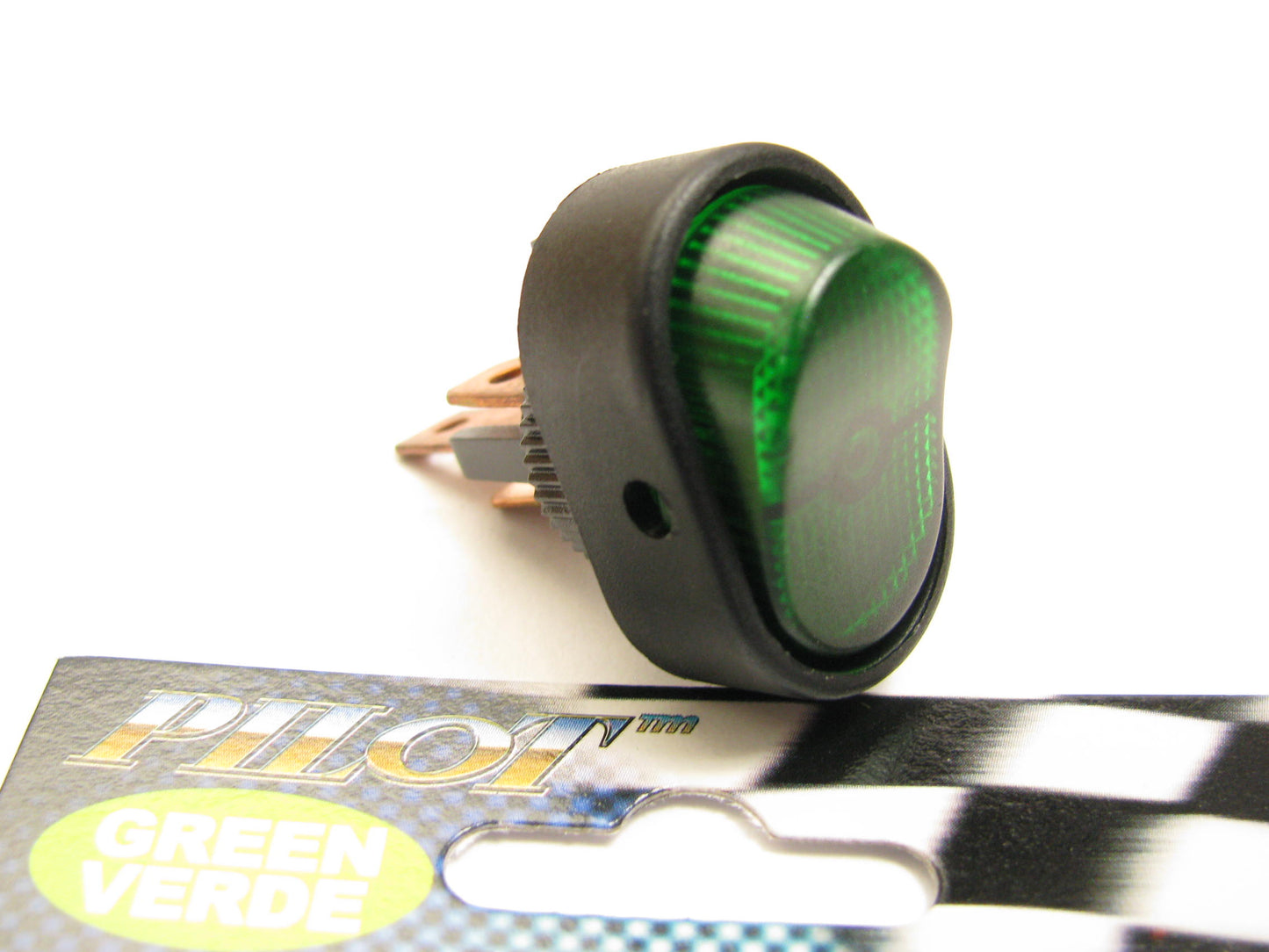 (10) Pilot PL-SW21G Universal 12V Rocker ON-OFF Switch - Illuminated Green