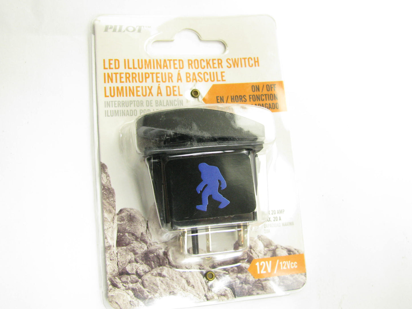 Pilot PL-SW67B Blue LED Illuminated Rocker ON-OFF Switch ''SASQUATCH LIGHTS''