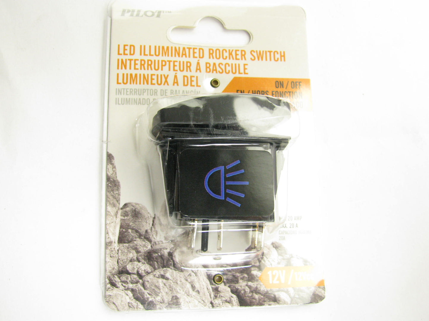 Pilot PL-SW93B Universal 12V Rocker ON-OFF Switch BLUE LED Lit ''DRIVING LIGHTS''