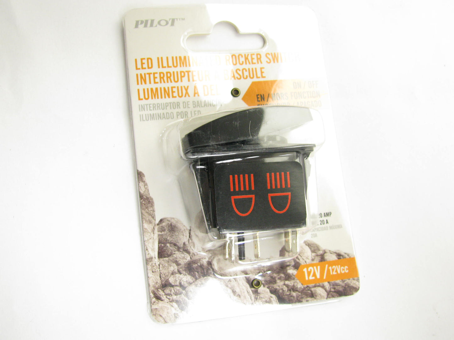 Pilot PL-SW98R Universal 12V ON-OFF Rocker Switch ''SPOT LIGHTS'' RED LED Lit