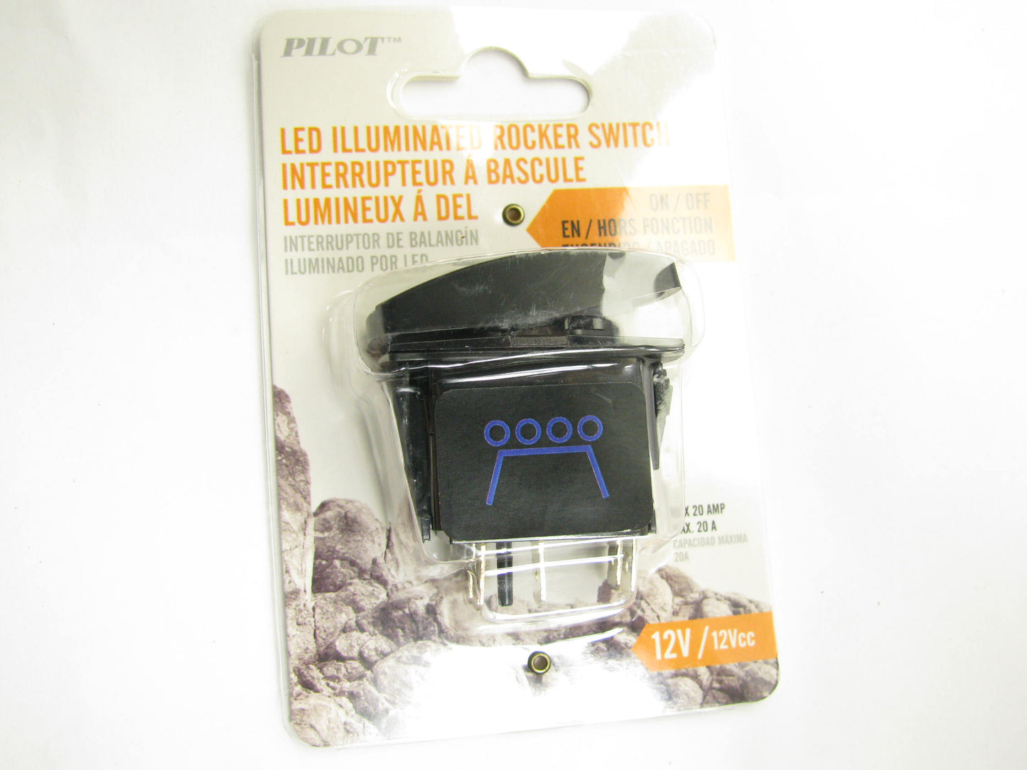 Pilot PL-SW99B ON-OFF 12V Rocker Switch ''ROOF LIGHTS'' - Blue LED Illuminated