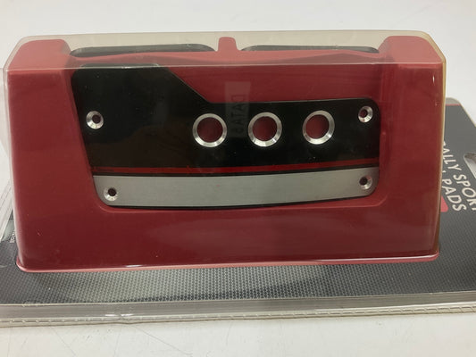 Pilot PM2388 Redline Rally Aluminum Manual Pedal Pad Set , Red & White Stripe