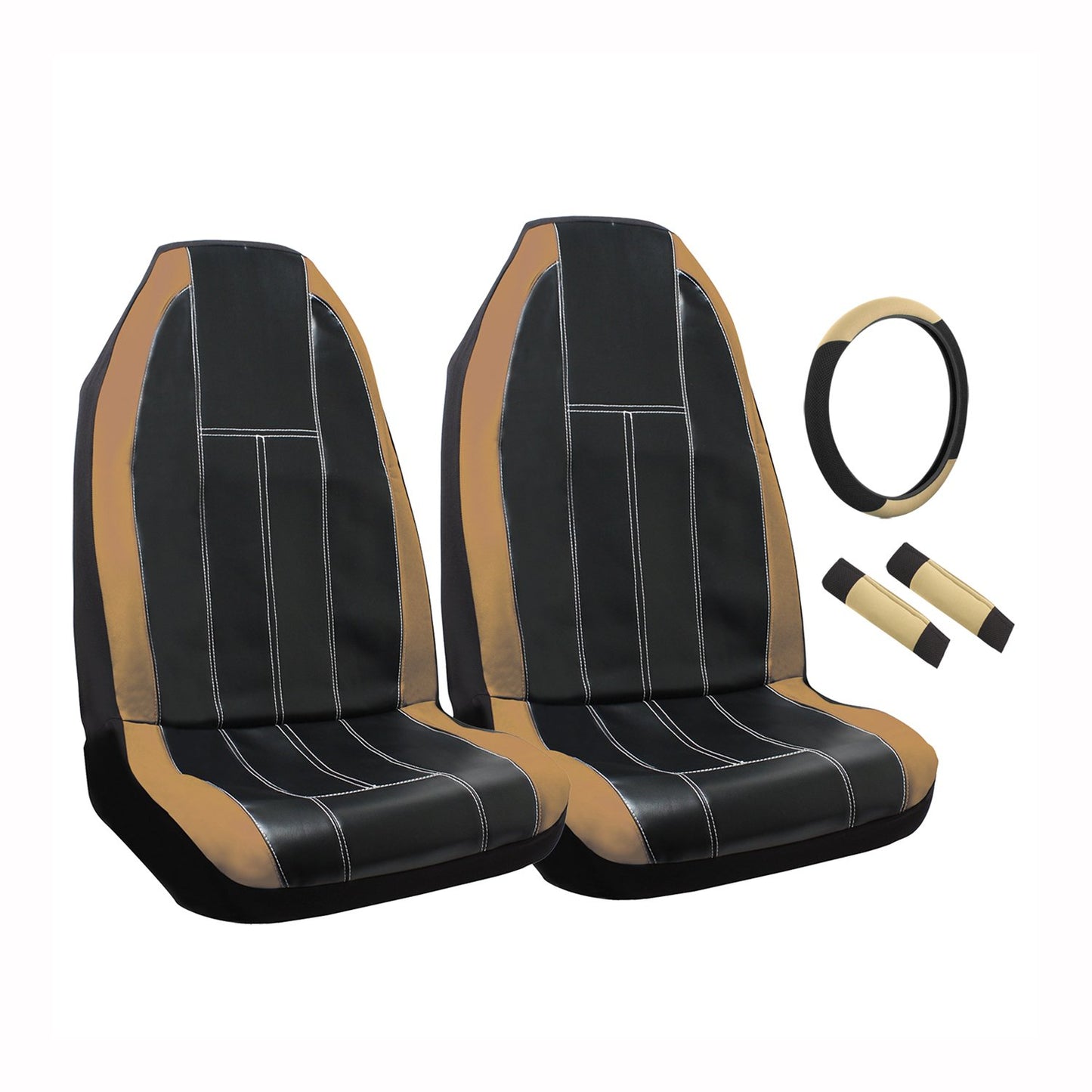 Pilot SC-306N Seat Cover Sport Synthetic Leather Kit, Orange, 5 PC
