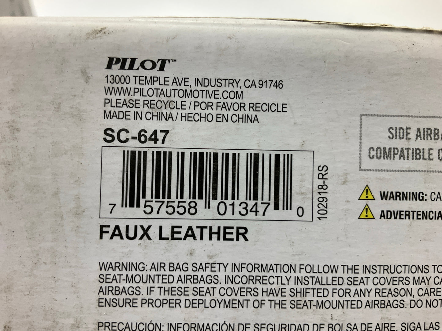 Pilot SC-647 Sideless Premium Seat Cover, Pair