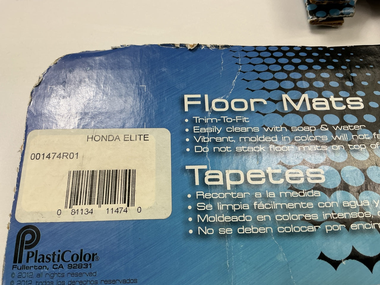 Plasticolor 001474R01 Universal 2-Piece Rubber Floor Mats W/ Honda Logo