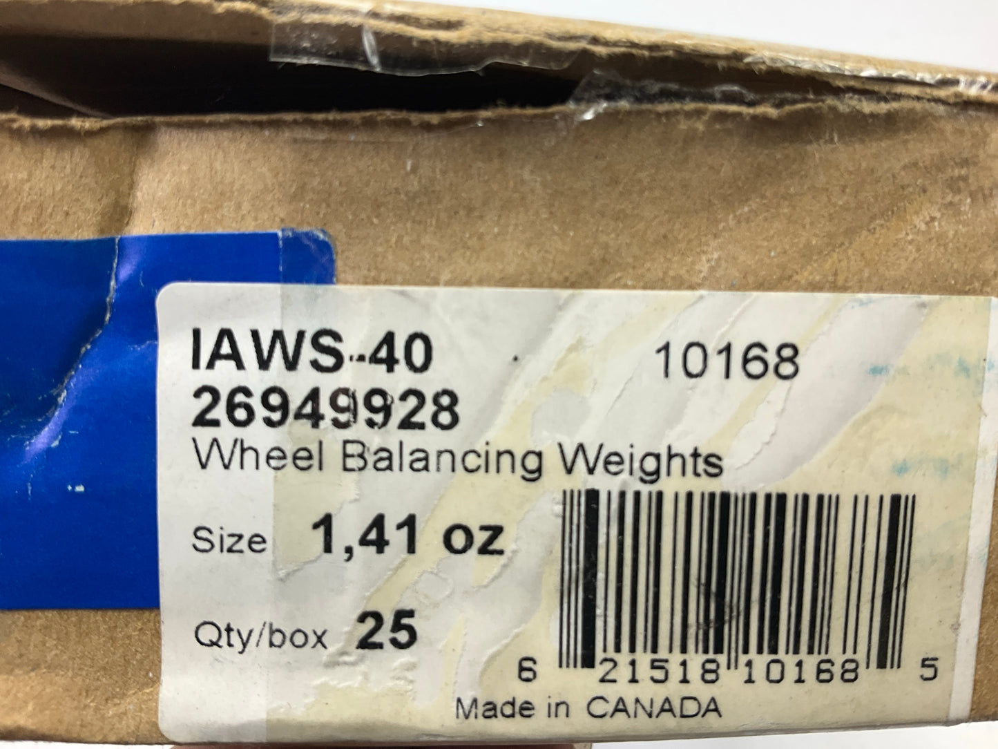 Plombco IAWS-40 Wheel Weights 1.41 Oz Each - Box Of 25